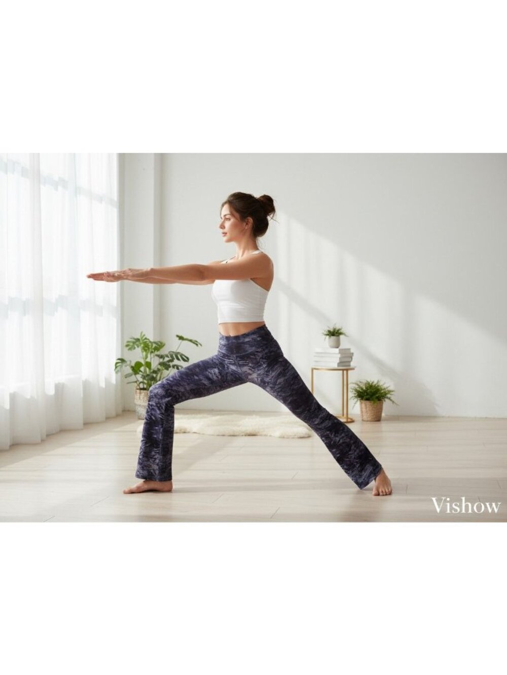 Viishow Womens Flared Yoga Pants High-Waist Purple Tie-Dye Stretch Fitness Leggi